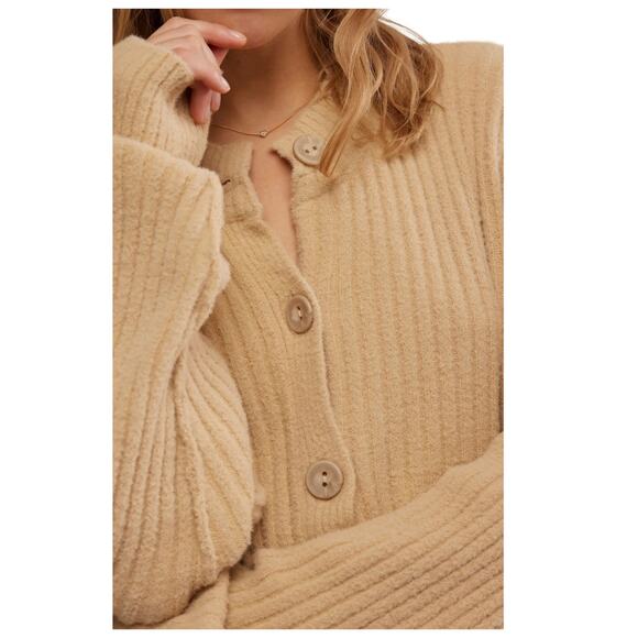 Free People Cocoa Rib Henley Sweater Size XL - Picture 4 of 11